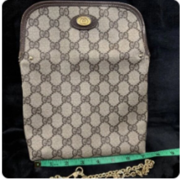 Gucci Vintage pouch purse PVC GG Brown Authentic - Picture 9 of 9